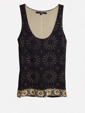 Gianfranco Ferré Black Tank Top with Gold Beaded Hem - Size 44 (XL)